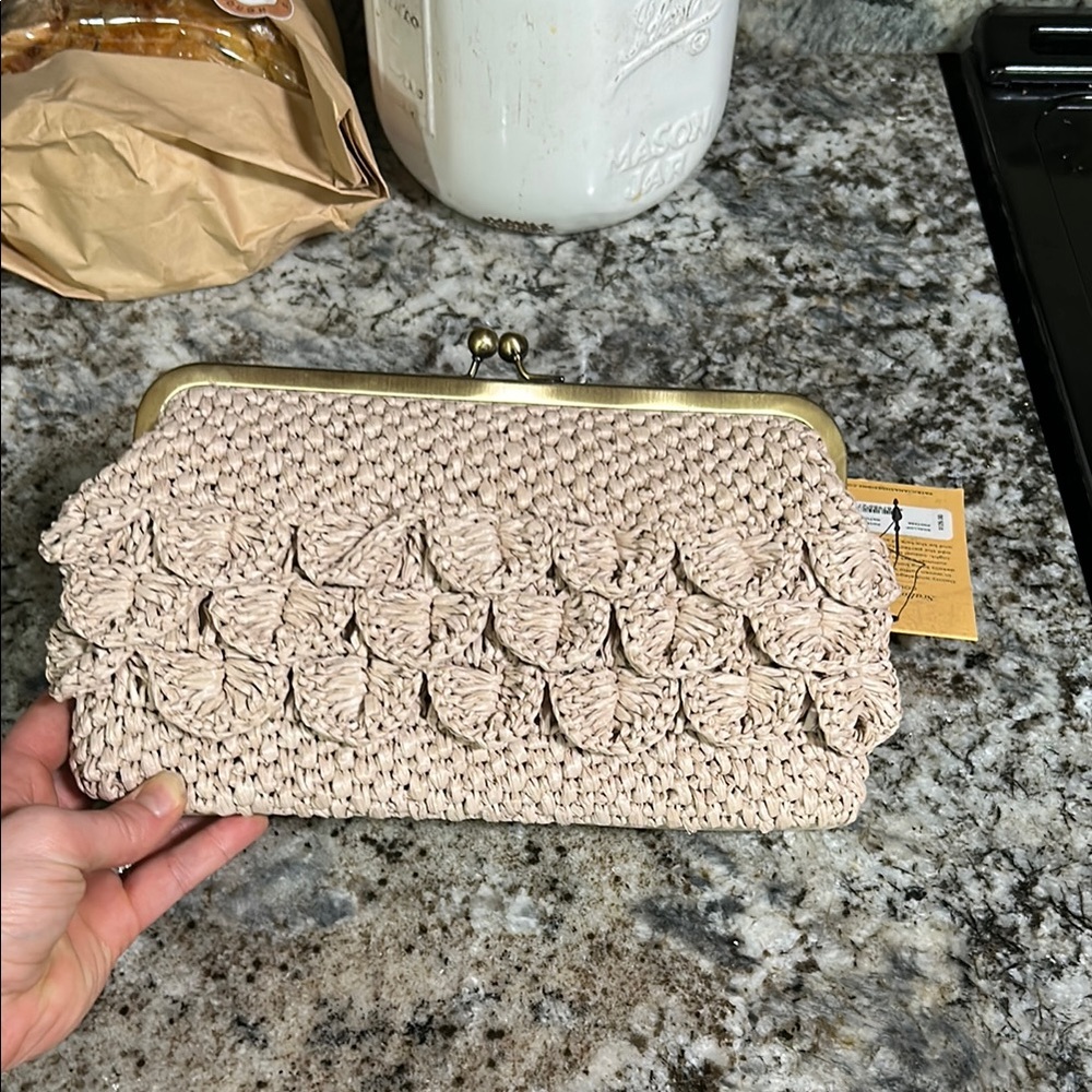 Patricia Nash Beige Woven Clutch